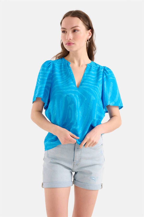 Shoeby blousetop met zebraprint blauw