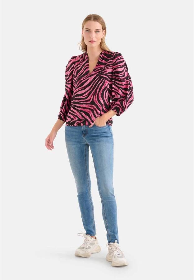 Shoeby blousetop met zebraprint roze zwart