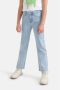 Shoeby cropped straight fit jeans met zebraprint bleached Blauw Meisjes Denim 134 - Thumbnail 1