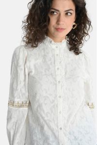 Shoeby Eksept blouse Cotton jacquard ecru