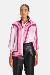 Shoeby Eksept blouse Gestreepte met all over print roze