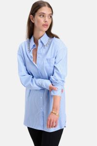 Shoeby Eksept blouse PINSTRIPE blauw