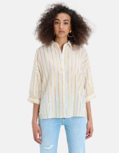 Shoeby Eksept gestreepte blouse Yarn Dyed Stripe ecru goud