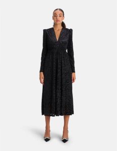 Shoeby Eksept midi-jurk Velvet print zwart
