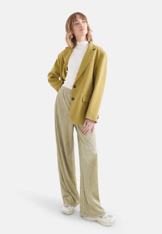 Shoeby Eksept straight fit broek met textuur groen