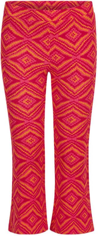 Shoeby flared legging met all over print roze rood oranje