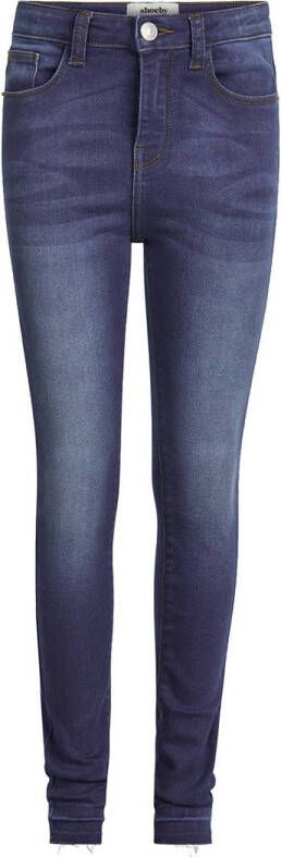 Shoeby high waist skinny jeans mediumstone Blauw Meisjes Jog denim Effen 116