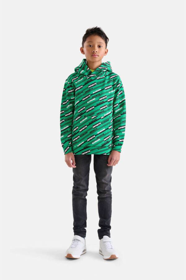Shoeby hoodie met all over print groen zwart