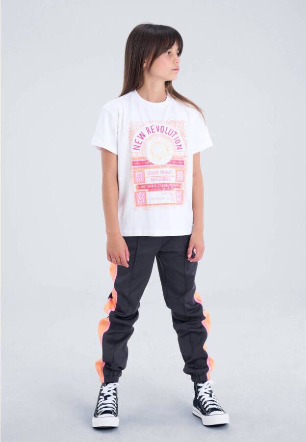 Shoeby Jill & Mitch T-shirt Rocky met printopdruk wit oranje roze