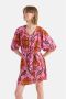 Shoeby jurk met all over print en ceintuur roze oranje - Thumbnail 1