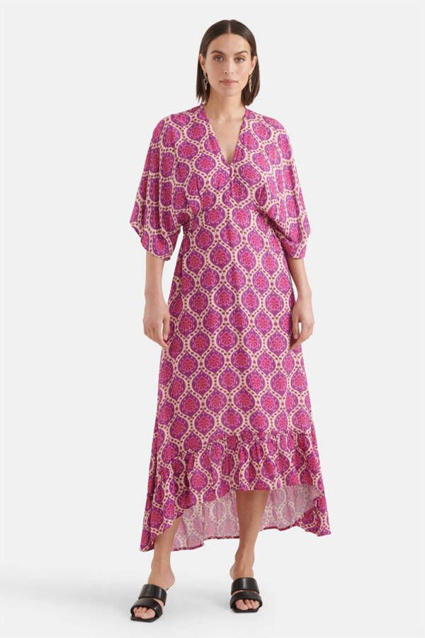 Shoeby jurk met all over print roze paars ecru