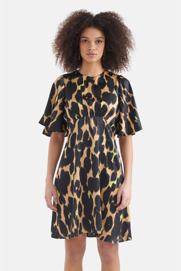 Shoeby jurk met dierenprint bruin