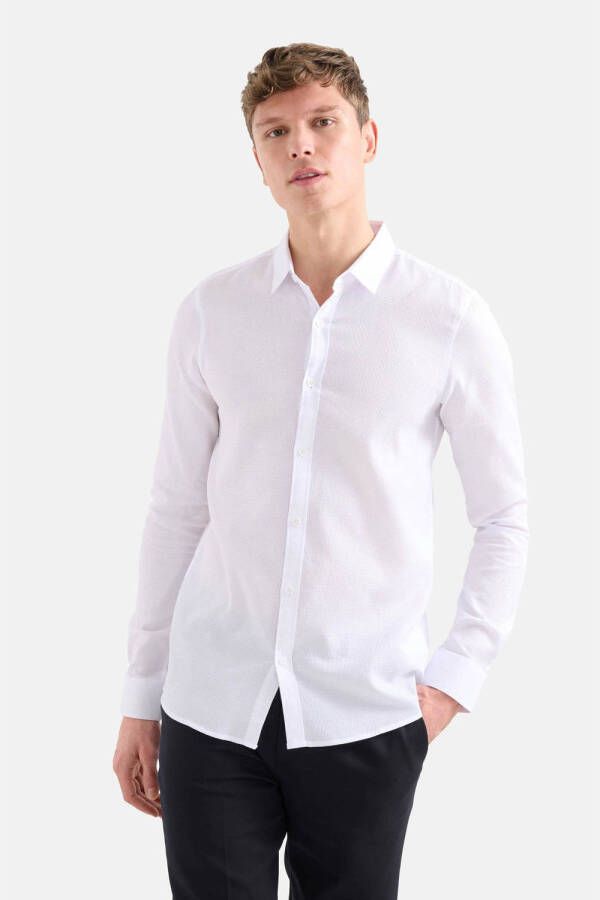Shoeby regular fit overhemd met wafel textuur wit