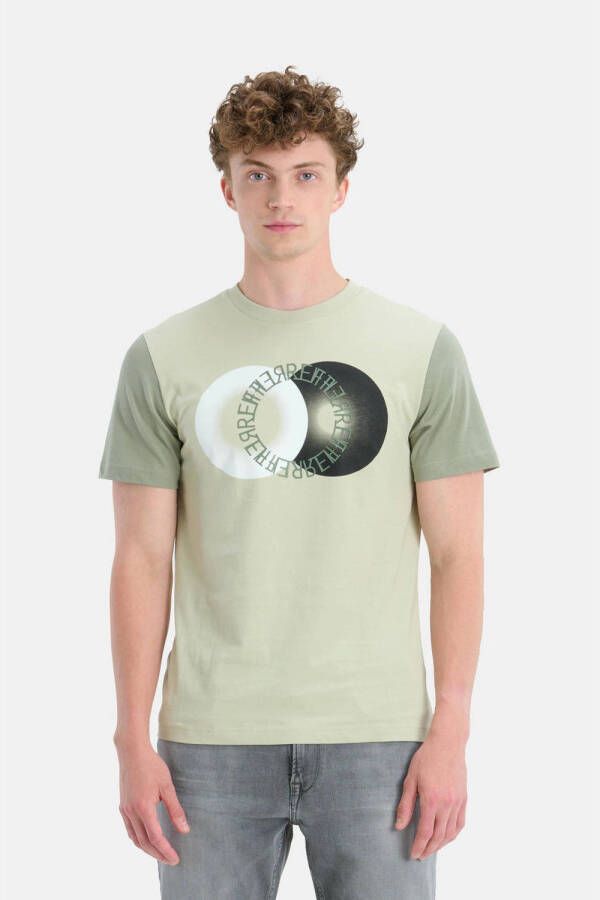 Shoeby regular fit T-shirt Colorblock met printopdruk lightgreen