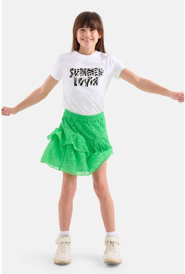 Shoeby rok met kant groen Meisjes Polyamide 110 116