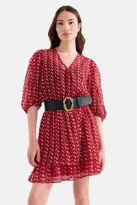 Shoeby semi-transparante A-lijn jurk met all over print rood wit