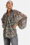 Shoeby semi-transparante blouse LISA BLOUSE met panterprint zwart ecru - Thumbnail 1