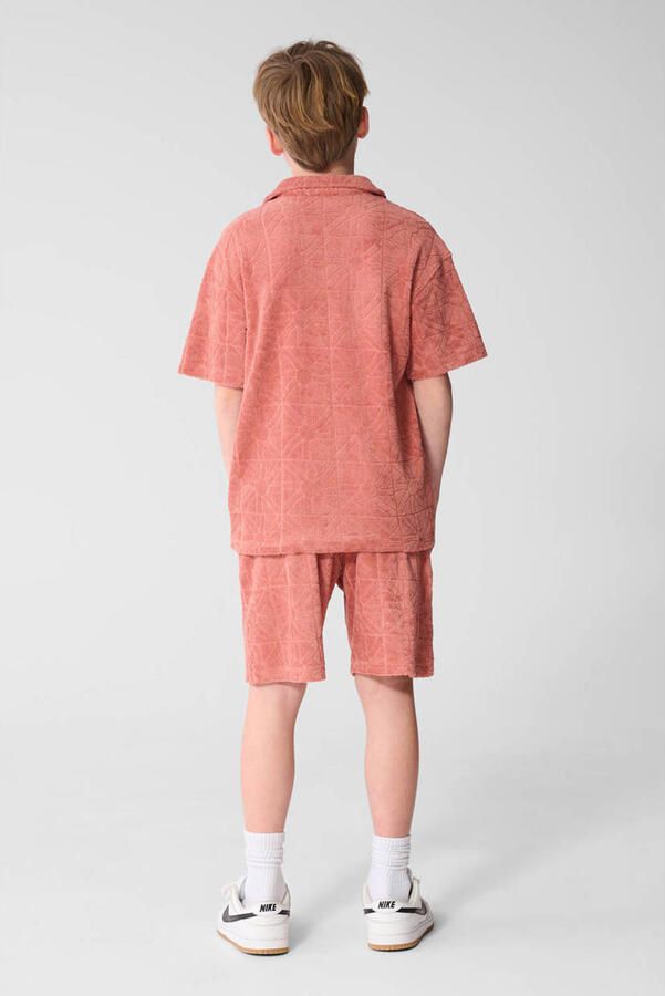 Shoeby badstof casual overhemd koraalrood - Foto 3