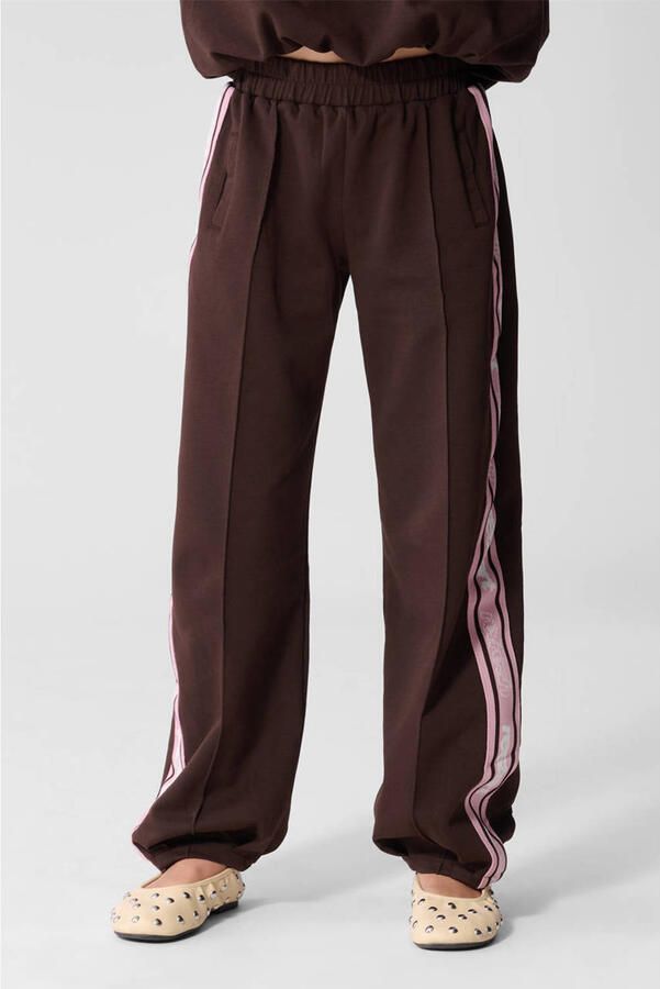Shoeby ballon joggingbroek donkerbruin roze