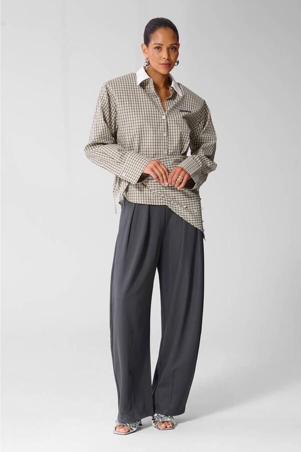 Shoeby barrel broek grijs