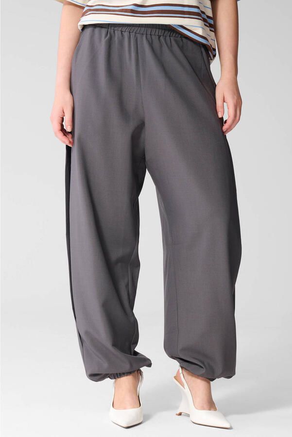 Shoeby barrel broek met plooien grijs