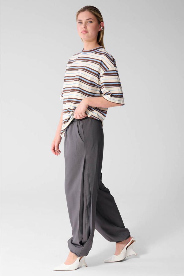 Shoeby barrel broek met plooien grijs - Foto 2
