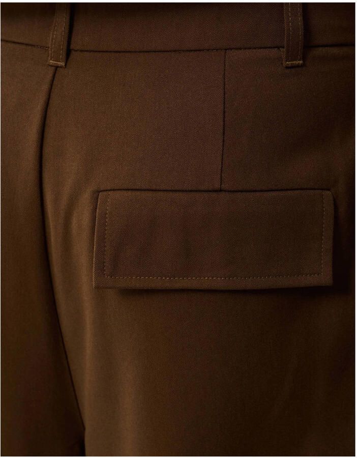 Shoeby barrel high waist broek met wol donkerbruin - Foto 2