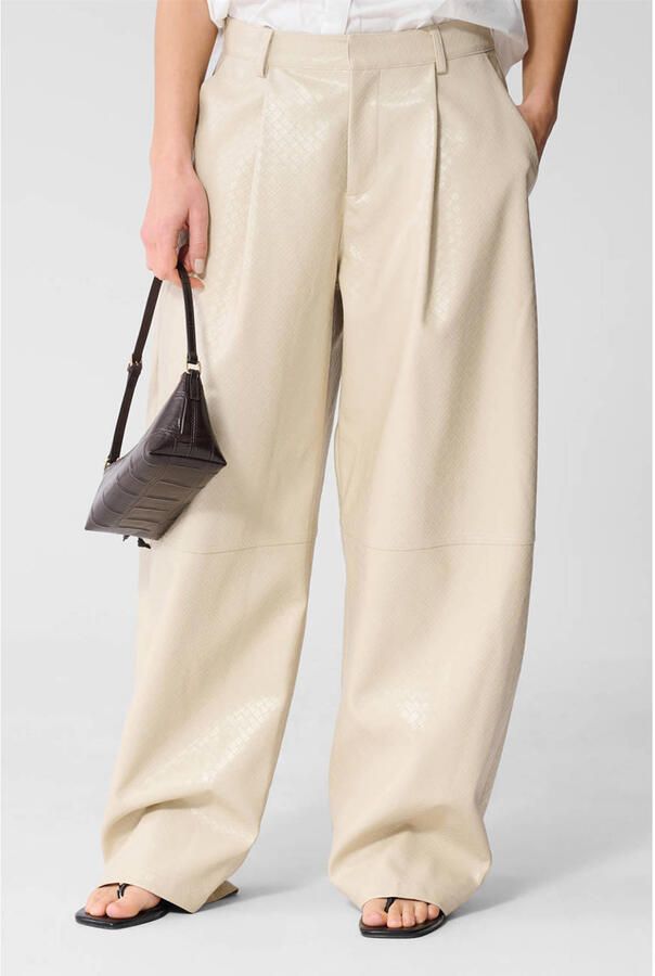 Shoeby barrel high waist coated broek ecru