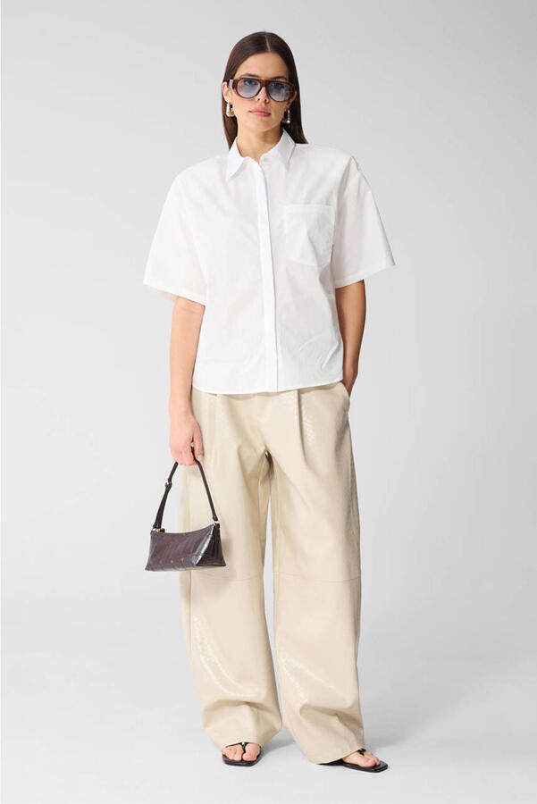 Shoeby barrel high waist coated broek ecru - Foto 2