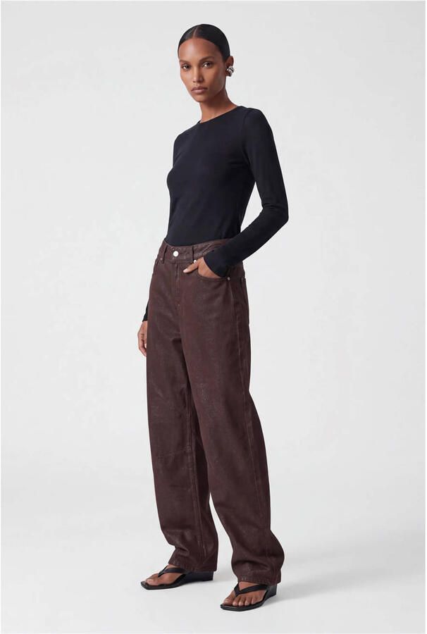 Shoeby barrel jeans met glitters donkerbruin - Foto 2