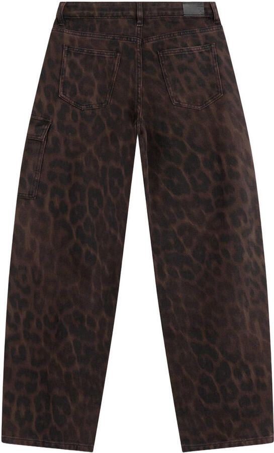 Shoeby barrel jeans met panterprint donkerbruin - Foto 3