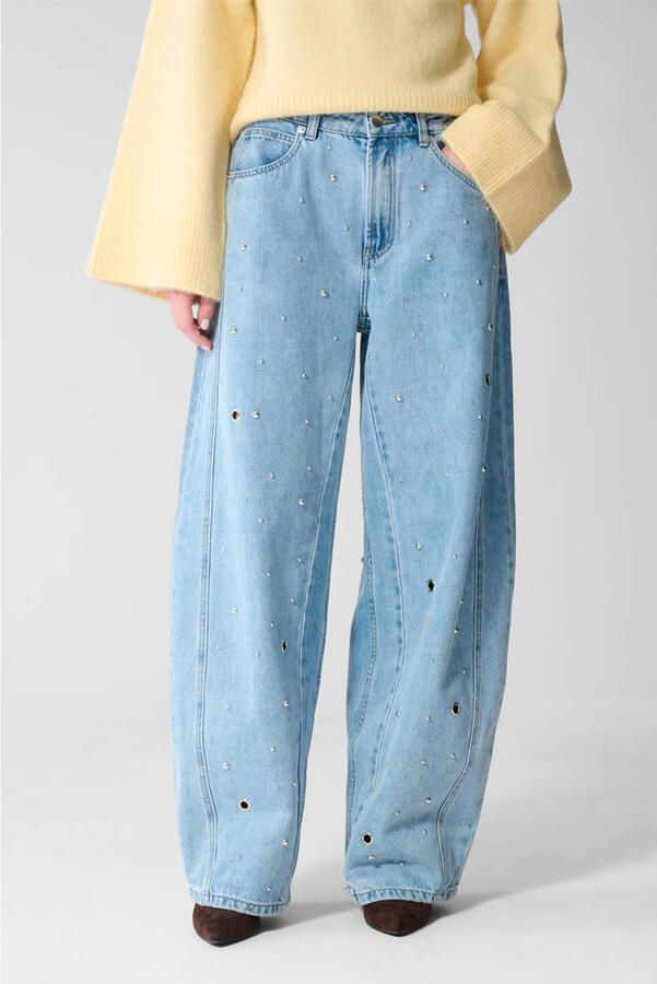Shoeby barrel jeans met studs lichtblauw