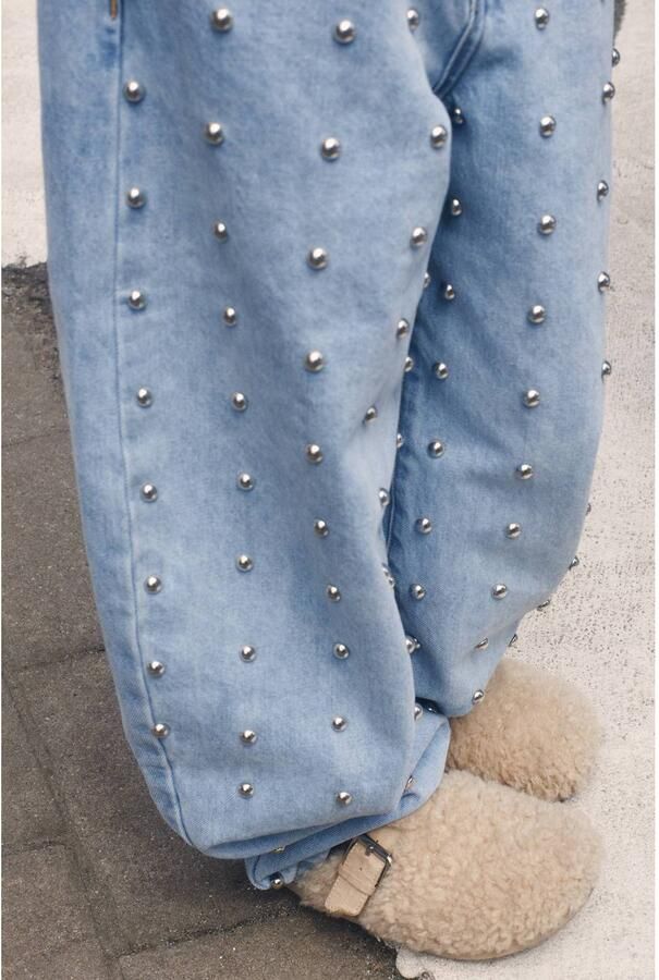 Shoeby barrel jeans met studs lichtblauw Meisjes Denim Effen - Foto 3