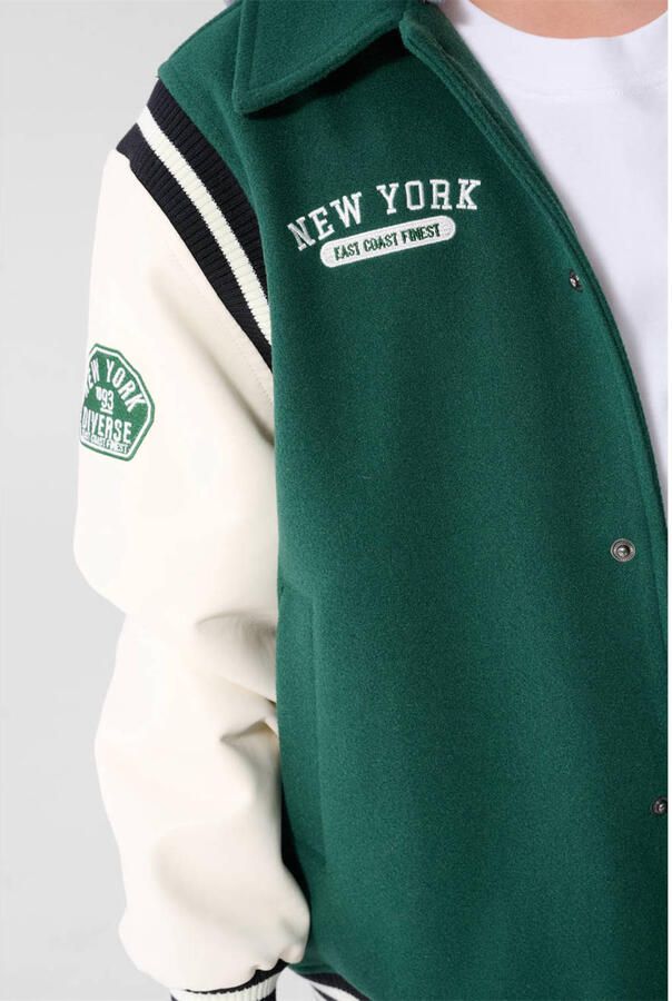 Shoeby baseball jack met tekst groen wit - Foto 3