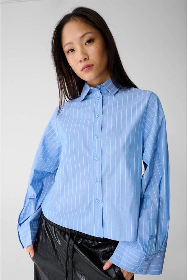 Shoeby blouse met krijtstreep blauw