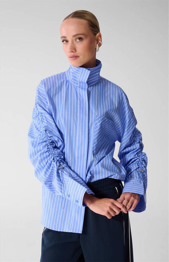 Shoeby blouse met krijtstreep blauw ecru