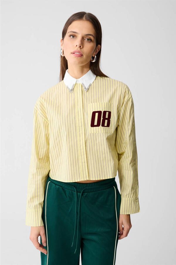 Shoeby blouse met krijtstreep geel
