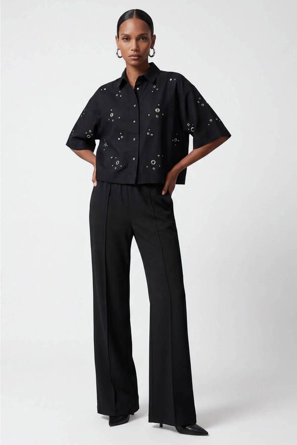 Shoeby blouse met studs en linnen zwart - Foto 3