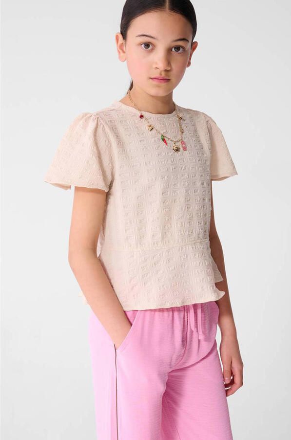Shoeby blousetop zand met textuur