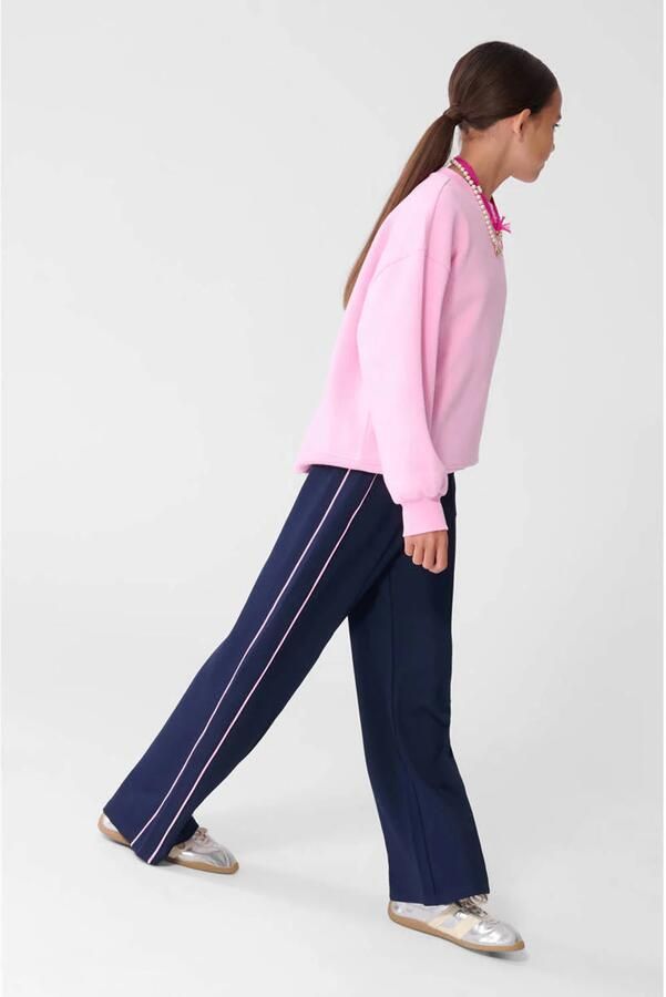 Shoeby casual broek donkerblauw lichtroze - Foto 2
