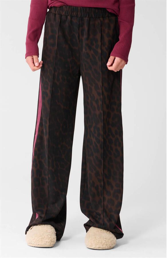 Shoeby high waist casual broek met panterprint donkerbruin