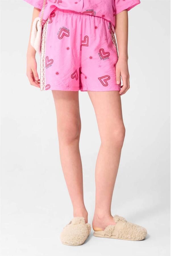 Shoeby casual short met hartjes roze