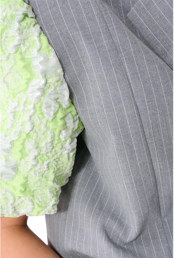 Shoeby cropped blazer met krijtstreep grijs - Foto 2
