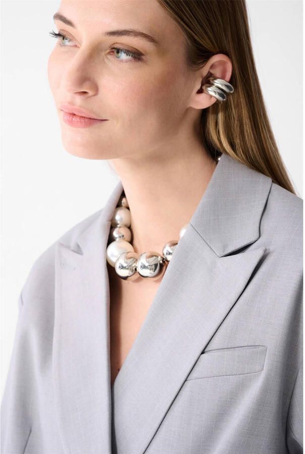 Shoeby cropped blazer met wol lichtgrijs - Foto 3