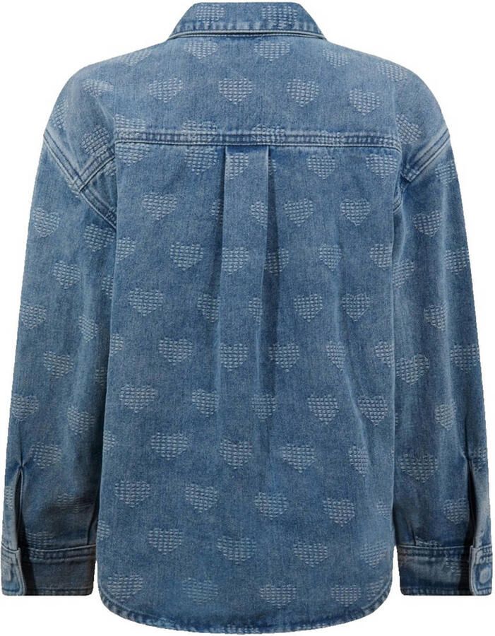 Shoeby denim blouse met hartjes medium blue denim - Foto 2
