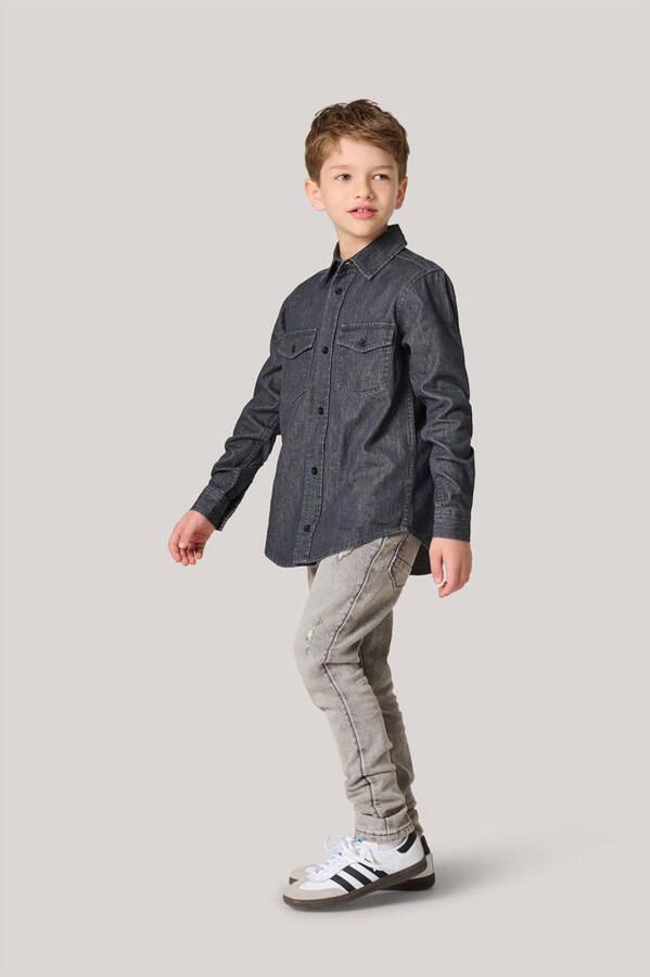 Shoeby denim overhemd grey denim Grijs Effen 122 128
