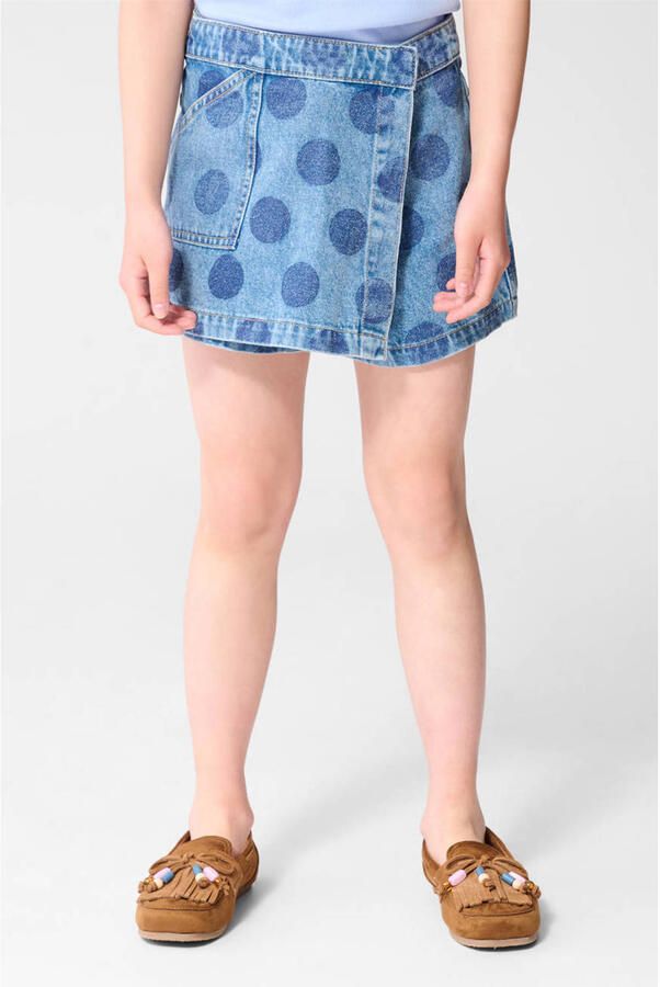 Shoeby denim spijkerrok met stippen blauw