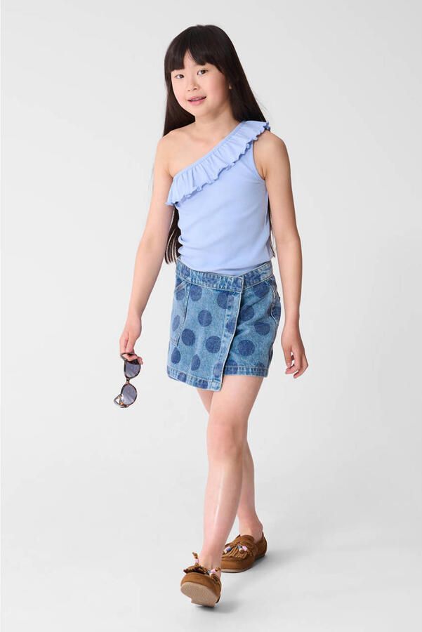 Shoeby denim spijkerrok met stippen blauw - Foto 3