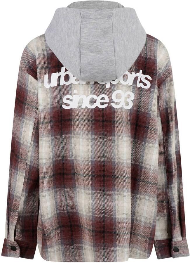 Shoeby flanel geruit overshirt met backprint lichtbruin grijs - Foto 2