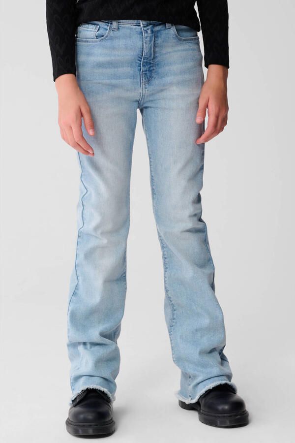 Shoeby flared fit jeans bleached Blauw Meisjes Katoen Effen 104